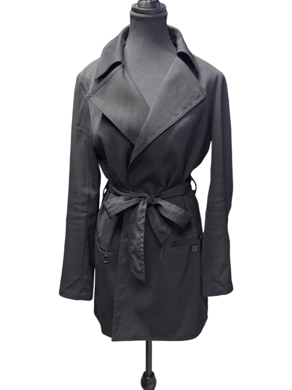 Jacket – Size Medium Max Studio Black Tie Waist Trench Jacket
